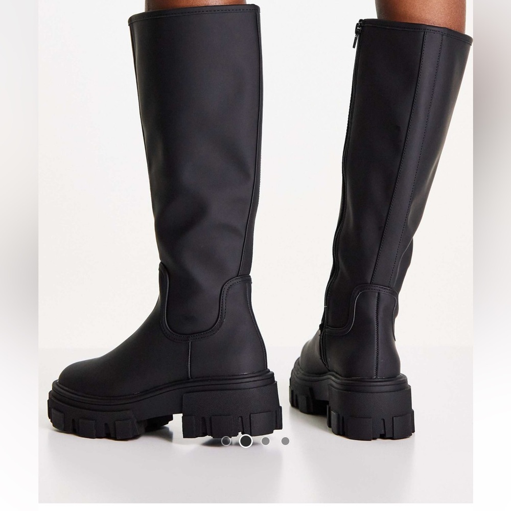 Black Women's chunky knee Boots